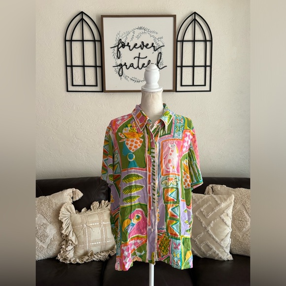 Vintage Bob Mackie Wearable Art
Silk Shirt Summer Sorbet Print Size XL 100% Silk - Picture 1 of 16